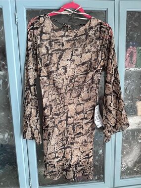 Macy's Tan and Black Snake Print Mini Dress